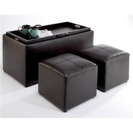 Pemberly Row Sheridan Storage Bench Ottoman in Espresso