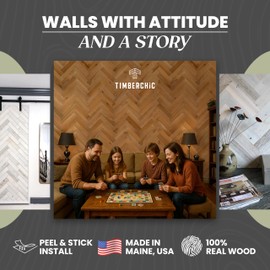 TIMBERCHiC 100% Wood Wall Planks - Made in USA - Peel-and-Stick Panels for Interior Decor - DIY Adhesive Wall Panels, Golden Oak (3" x 10 Sq Ft)