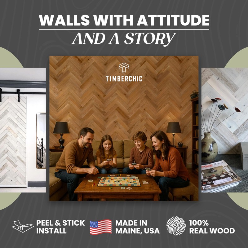 TIMBERCHiC 100% Wood Wall Planks - Made in USA -