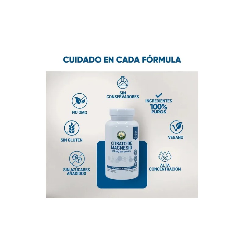 Citrato Magnesio Pasiguaro Suplemento Cápsulas 1300 Alta Absorción