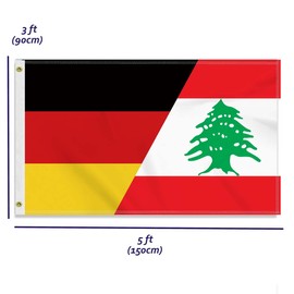 Large 90 x 150 cm Germany Lebanon Flag, Large 150D German Lebanon Friendship Banner, Durable Germany Flag Doube Side Print Decor Brass Eyelets Large Lebanon