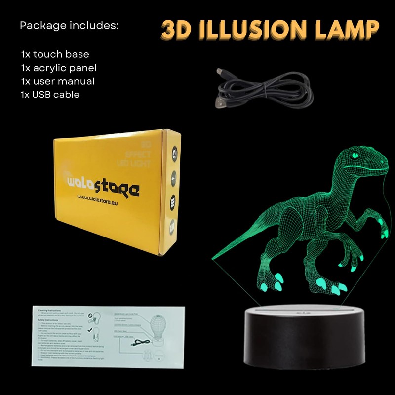 LED Dinosaur Velociraptor Colour Changing USB Night Light and Decoration
