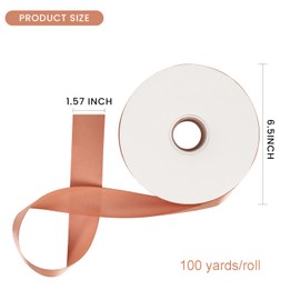 1 1/2 Inch Rose Gold Polyester Satin Ribbon for Gift Wrapping, 100 Yards High Density Craft Fabric Ribbon for Wedding, Gift Wrapping, Holiday Decoration, Bow Making, Wreath, DIY Crafts