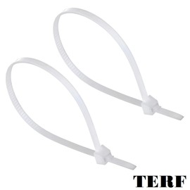 TERF® 100 Pcs Reusable White Cable Ties 200mm (8'') X 4.8mm Heavy Duty Nylon Releasable Adjustable Wire Cable Ties Zip Wraps Plastic Tie for Home Office Garden Garage Workshop DIY Purpose Use