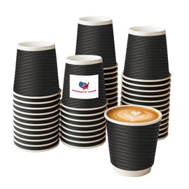 Black Paper Coffee Cups 8oz – 20-Pack | Disposable Hot Beverage Cups for Coffee, Tea, Cocoa, Espresso | Sturdy, Insulated & Leak-Resistant