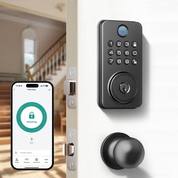 NBBX Fingerprint Door Lock with Knobs, Keyless Entry Door Lock,