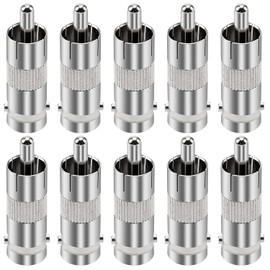 KUOQIY 10 PCS BNC Female to RCA Male Adapter, Metal BNC Female Socket to RCA Male Phono Plug for CCTV Camera