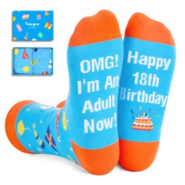 HAPPYPOP 18th Birthday Gifts Ideas Socks - Birthday Gifts for 18 Year Old Girl Boy, Young Adult Presents for Women Men