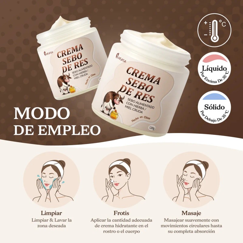 Crema Sebo De Res Bovino Miel Para El Cuidado De