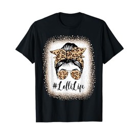 Lolli Life Bleached Leopard Messy Bun Mother's day T-Shirt