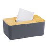 Relaxdays Tissue Box, Refillable, Bathroom, Napkin Dispenser, Bamboo Lid, Plastic,