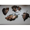 METAL WALL ART LEAFS (4) SMALL COPPER/BRONZE PLATED