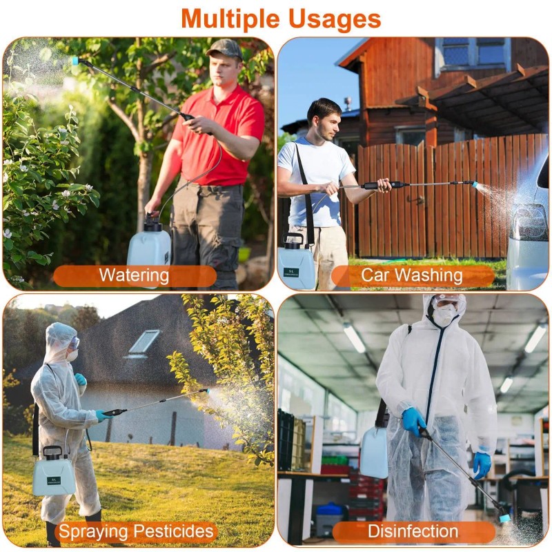 1.3Gallon Electric Plant Sprayer Telescopic Garden Handheld Sprayer 3 Spray