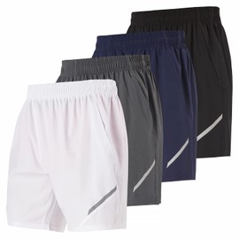 Pantalones cortos de entrenamiento para hombre de ultra rendimiento, estilo casual, paquete de 4 pantalones cortos deportivos para correr para hombre, entrepierna de 7 pulgadas, Negro, azul marino,