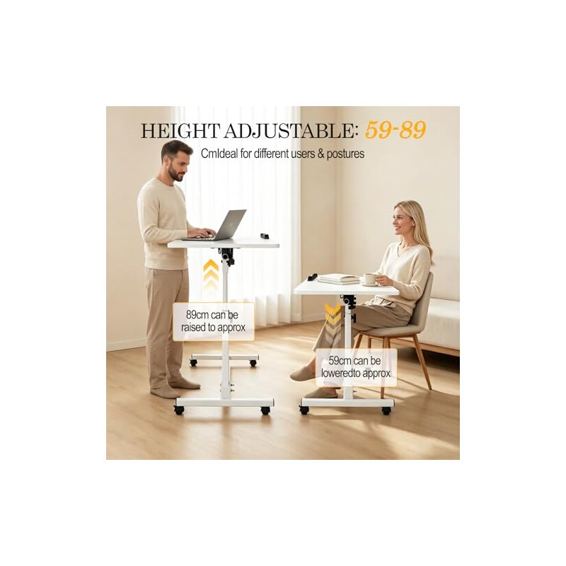Overbed Table with 4 Wheels - Height Adjustable Hospital Table