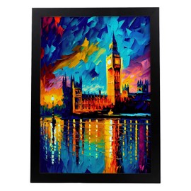 Nacnic Palace of Westminster Oil Painting Style Poster. Illustrations of monuments and cities in Full Colour Photographic Style. Interior Design and Decoration. Size A3.