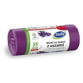 Stella 023561 Bin Liners with Handles, 35 L, Thick, Pack of 24, Lavender Fragrance, Rubbish Bag, Rubbish Bag, Rubbish Bags for Household Rubbish Office, Made of LDPE Film, Colour: Lavender/Purple