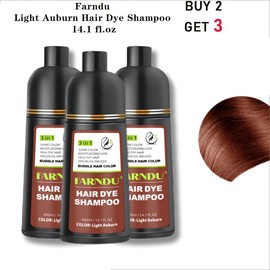 FARNDU Hair Color Shampoo - Various Colors Available - 10 Mins Gray Hair Coverage - Long Lasting - Ammonia-Free -  3-In-1 Gray Hair Coverage - Fruity Aroma(400 mL)-Brown - Color: Buy 2 Get 3 - Light Auburn-Discount Package