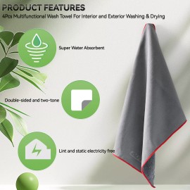 Unbranded x4Car Drying Towel Suede& Coral Fleece Double-sided Clean Cloth Super Absorbent