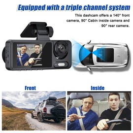 3 Cameras Dash Cam Multi-Language Clear Car Rearview Mirror Car Video Recording Camcorder Wide Angle Car Camera Recorder Auto Safety Driving Recorder