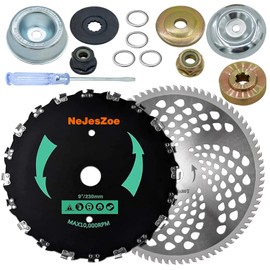 NeJesZoe 9” x 20T Chainsaw Tooth Brush Cutter Blades 10" x 80Teeth Weed Trimmer Saw Blade with Universal Adapter Kits for Weed Eater, Brush Cutters, String Trimmers, and Weed Wreckers