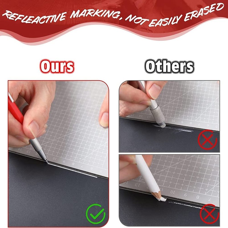 Welders Pencil, Mechanical Metal Marker Silver Pen with Built-in Sharpener