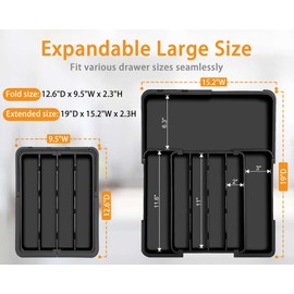 Homecor Kitchen Drawer Organizer Expandable Utensil Organizer, Cutlery Tray Drawer Dividers for Kitchen Flatware