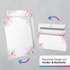 Set of 10 Writing Paper with Envelopes, Pink Flowers Sparrow,