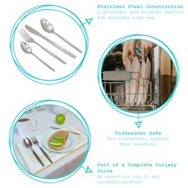 Argon Tableware Economy Stainless Steel Dessert Spoons - 19cm - Pack of 6 - Silver Dining Table Spoon High Polished Soup Spoons Dishwasher Safe 6-Piece Dinner Spoons Cutlery Set