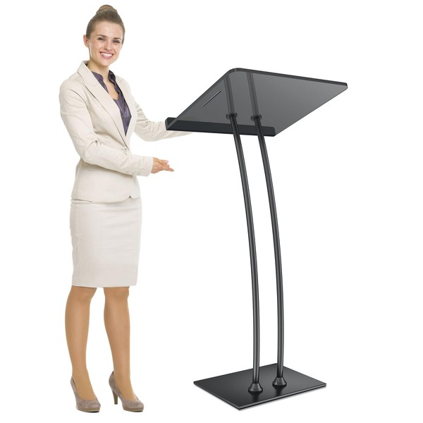 Devloutt 45" Acrylic Podium Stand, Ultra Clear Iron Pulpit for