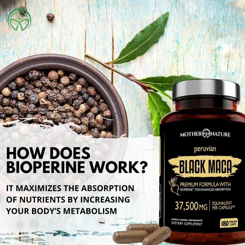 Mother Nature Maca Negra 501 37,500 Mg, 180 Cpsulas