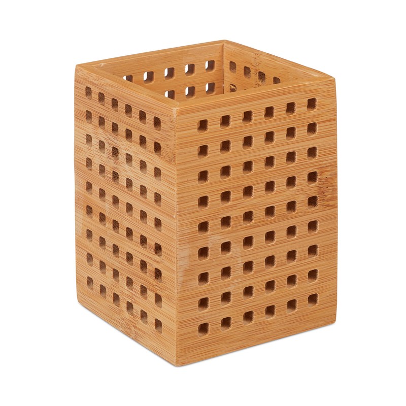 Relaxdays Pen Holder Bamboo Country House Style H x W