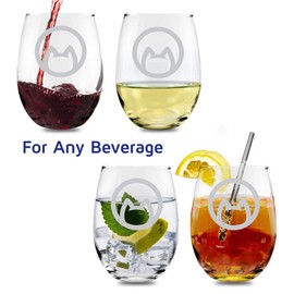 Americat Company Set of 2 Cat Stemless Wine Glasses and Drink Glasses – Cute & Classy – Cat Lover and Wine Lover Gift – 21 Ounces – Dishwasher Safe – Made in the USA (Set of 2)