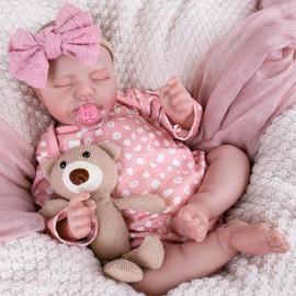 Aori Lifelike Reborn Baby Dolls Real Life Realistic Baby Dolls 20 '' Sleeping Newborn Baby Girl with Pink Clothes Set
