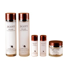 Jigott Crema, emulsión y tónico hidratantes con baba de caracol, revitaliza la piel contiene 410 ml. Essence Cuidado de la Piel 3Set                  