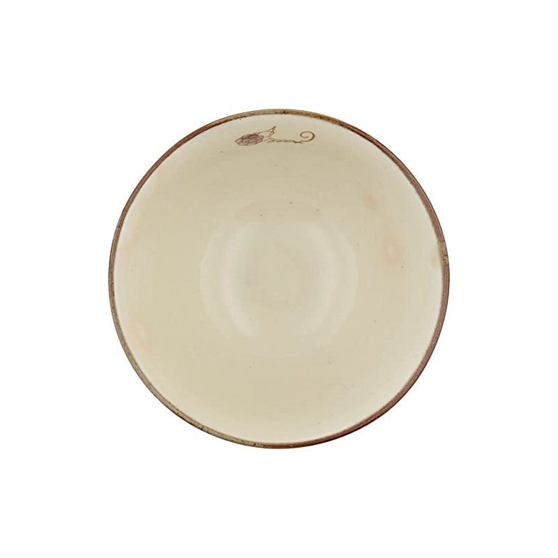 Hasami Ware 62366 Rice Bowl (Large), Flower (Strawberry) Handle, Purple