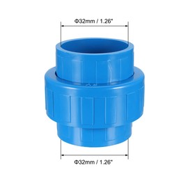 uxcell 32mm X 32mm PVC Pipe Fitting Union Solvent Socket Quick Connector Blue