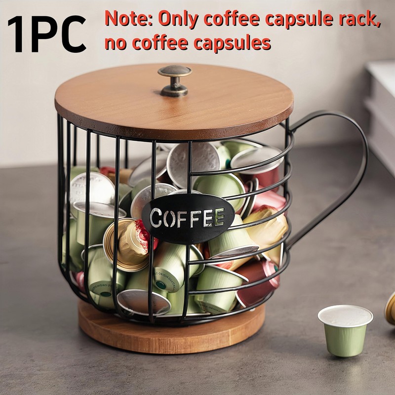 NBBENG Coffee Capsule Holder, Round Coffee Basket Decor for Kitchen