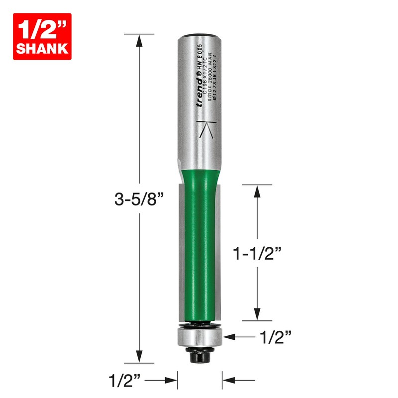 Trend CraftPro Self Guided Trimmer Router Cutter Bit, 1/2 Inch