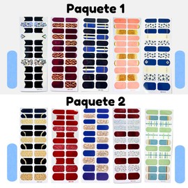 101 Pegatinas Decorativas para Uñas Nail Art Decoración 5 Plantillas Pegatinas Uñas Diseños Nude Manicura Glitter Pedrería (Paquete 1)