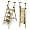 HillhutApex 4 Step Foldable Aluminum Step Ladder with Handgrip, Anti-Slip