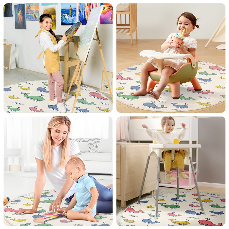 Large Splash Mat for Under High Chair, 51" Waterproof Washable