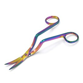 AAProTools Rainbow Color 6 Inch Bent Handle Curved Embroidery Scissors-Perfect for Machine Embroidery
