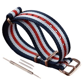 MZBUTIQ 17 mm Colorful Striped Nylon Watch Band Strap One Piece Replacement Rose Gold Buckle