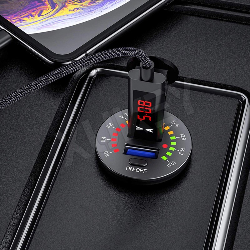 Array 12-24V QC3.0 Quick Charge Dual USB Car Charger Waterproof