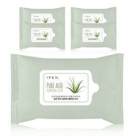 IPKN Pure Aloe Cleansing Tissues 20 Sheets x 5 Packs / Deep Cleansing + Hydration + Skin Soothing / Portable Travel Size / 입큰 퓨어 알로에 클렌징티슈 20매 x 5개  딥클렌징+수분공급+피부진정 여행용 휴대용