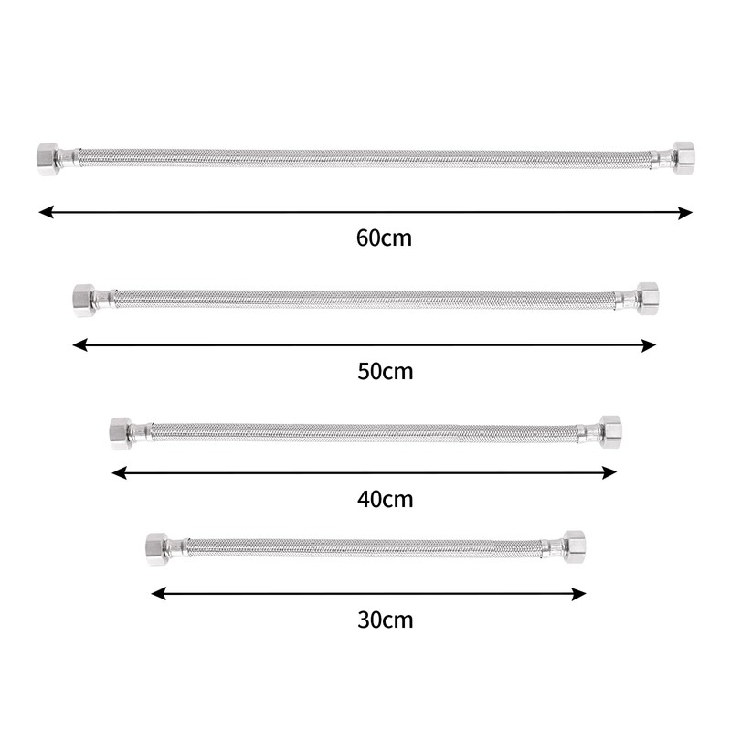 Heable Pair of Flexible Pipes for Bathroom/Kitchen/Toilet Taps British Standard