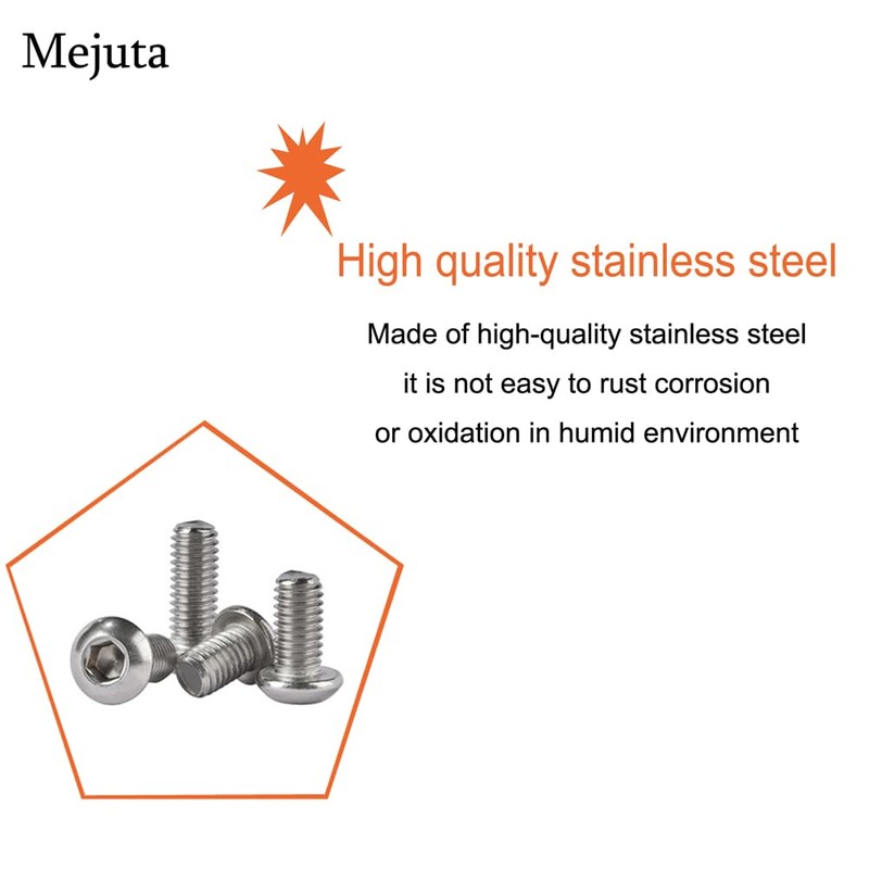 Metuja M6-1.0x16mm Button Head Socket Cap Bolts Screws（25pcs）, Stainless Steel,