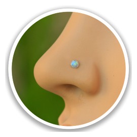 White Opal Nose Stud- 22 Gauge Tiny And Elegant 14k Gold Filled Nose Stud With White Opal-For Women And Man- Comes With Gift Packaging