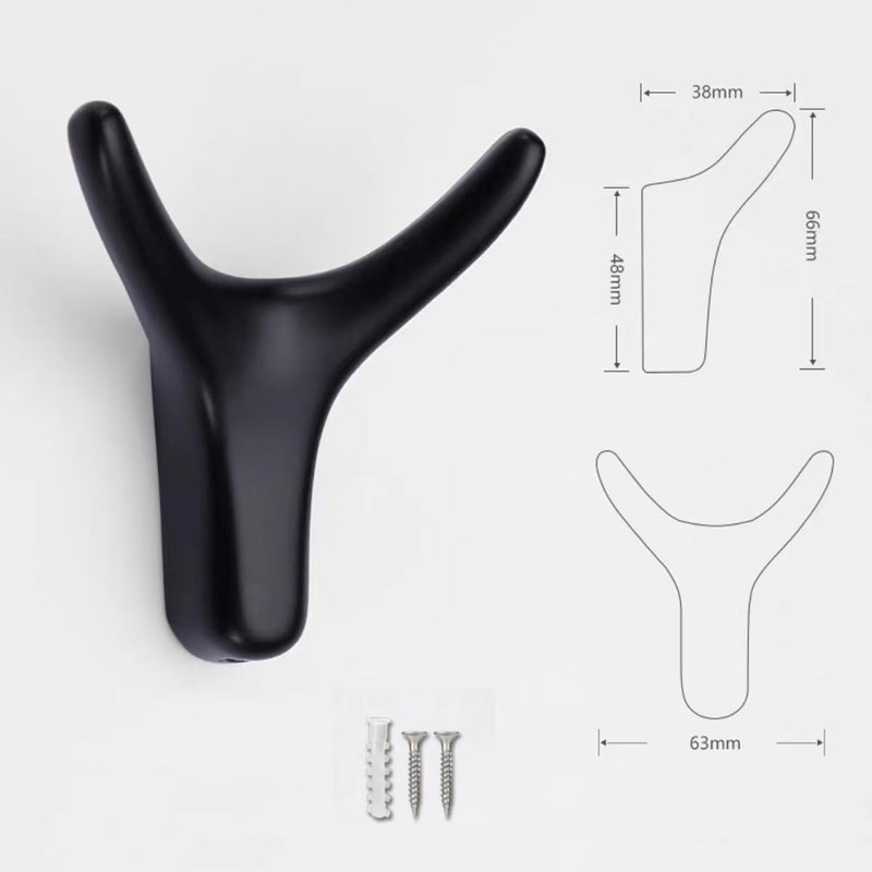 Tread star Pack of 5 Coat Hooks, Double Wall Hooks,